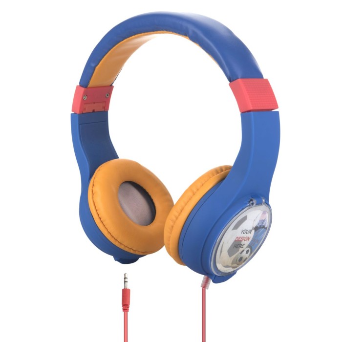 CUFFIA PER BAMBINI COLORE BLU CON MATITE, PERSONALIZZABILE - CONNETTORE 3,5MM VOLUME RIDOTTO IPOALLERGENICA