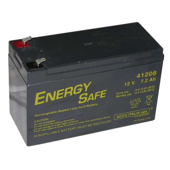 BATTERIA AL PIOMBO 12 VOLT 7 A. - Misure: 15x6.50x9.50 cm.