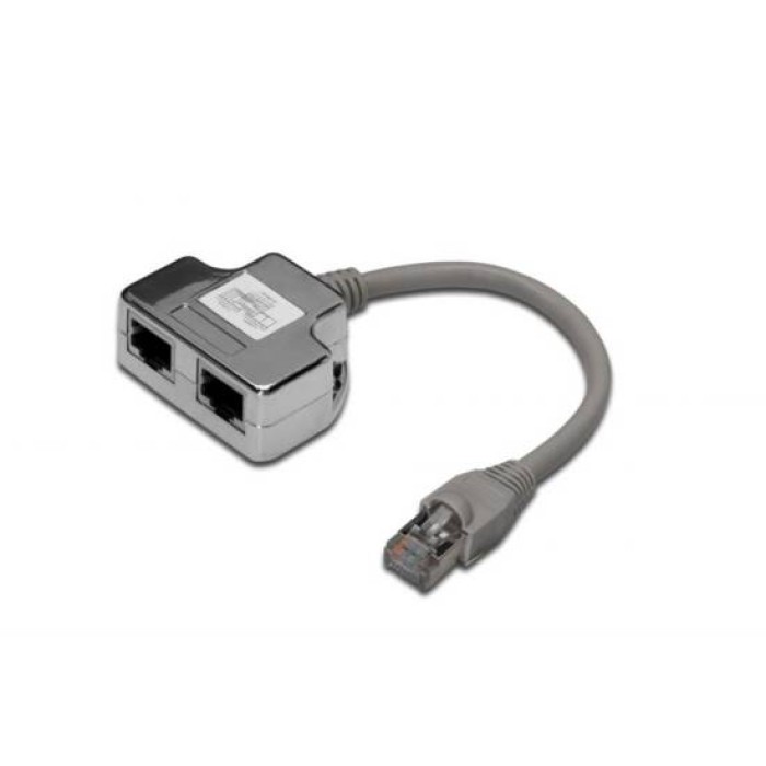 ADATTATORE SCHERMATO PER CAT. 5E PER 2 LINEE RJ45 SU UN UNICO CAVO