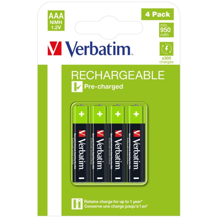 VERBATIM 49514 VERBATIM BATTERIE RICARICABILI AAA 4PACK 950MAH