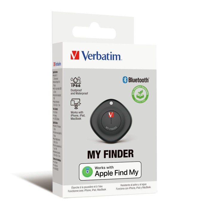 VERBATIM 32130 VERBATIM MYF-01 BLUETOOTH ITEM FINDER 1 PACK BLACK