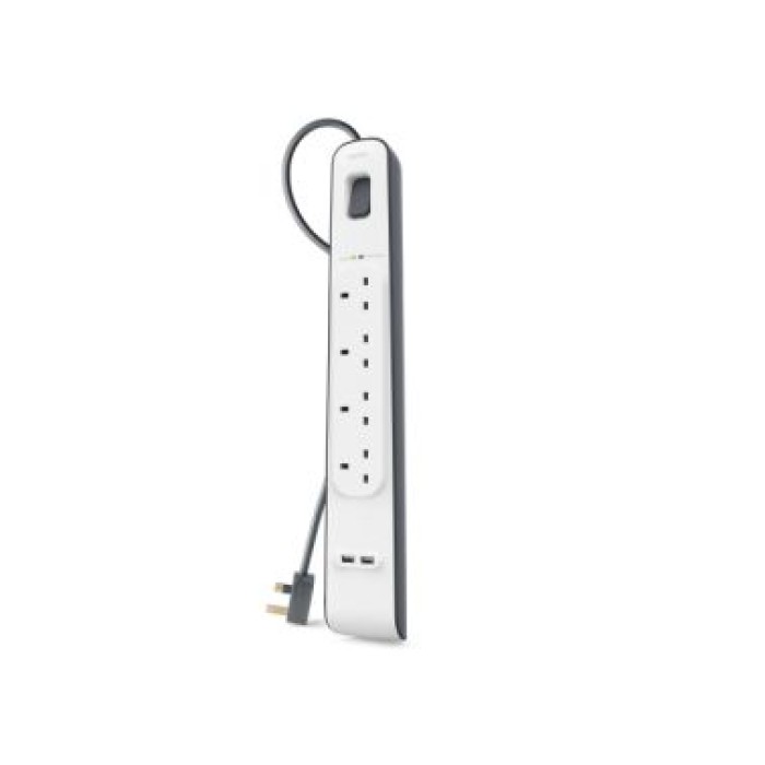 BELKIN BSV401VF2M SURGE PROTECTOR 4 OUTLETS 525J 2M 2X USB 2.4A