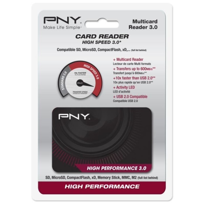 PNY TECHNOLOGIES EUROPE FLASHREAD-HIGPER-BX FLASH READER USB 3.0 - HIGH PERFORMANCE 3.0
