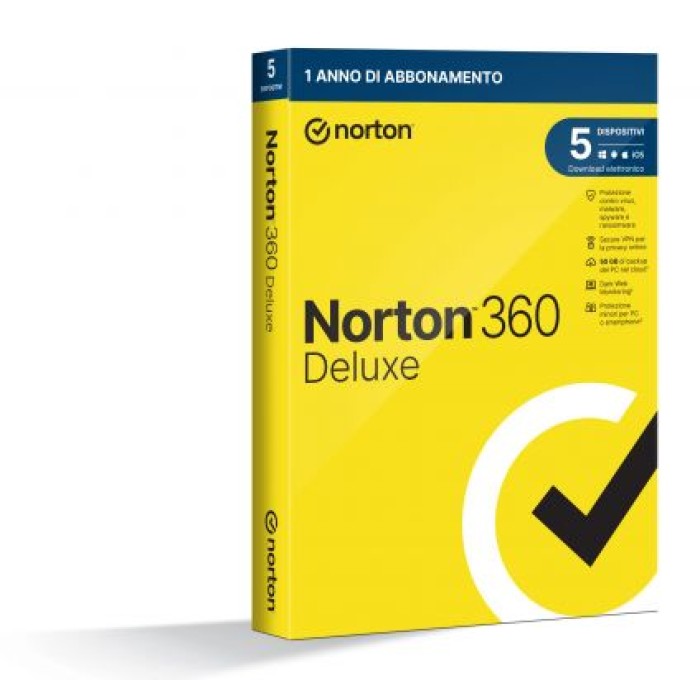 NORTON LIFELOCK 21429133 NORTON 360 DELUXE 2023 - 5 DEVICE 1 YEAR - 50GB