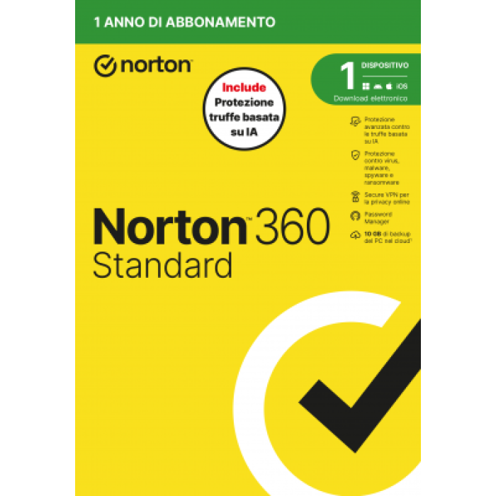 NORTON LIFELOCK 21483654 NORTON 360 STANDARD 2026 ANTITRUFFA 1DEV 1Y 10GB