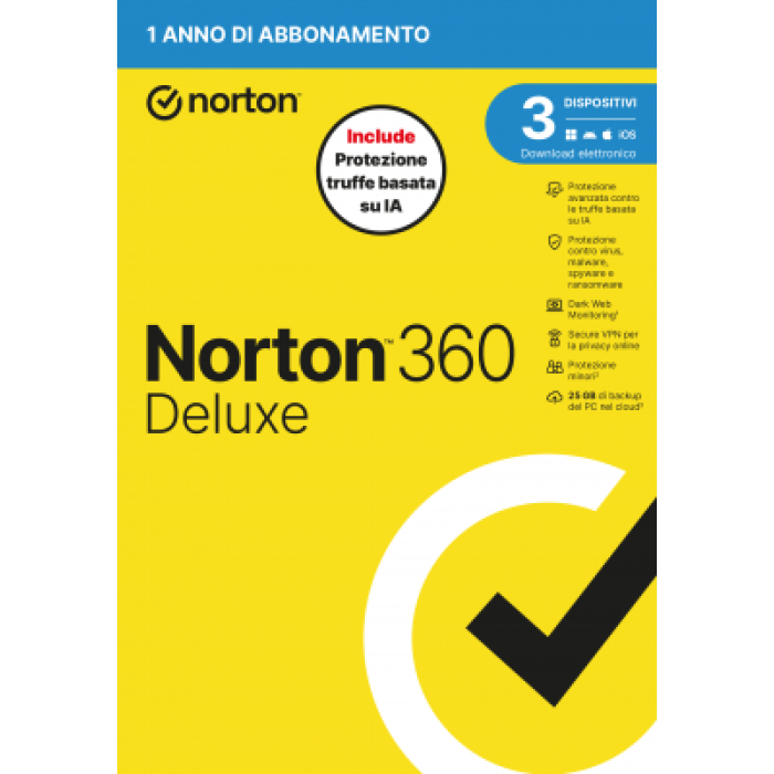 NORTON LIFELOCK 21483698 NORTON 360 DELUXE 2026 ANTITRUFFA 3DEV 1Y 25GB