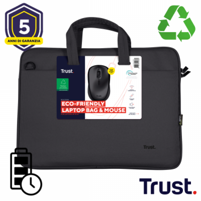 TRUST 24988 BOLOGNA BAG AND MOUSE SET BLACK