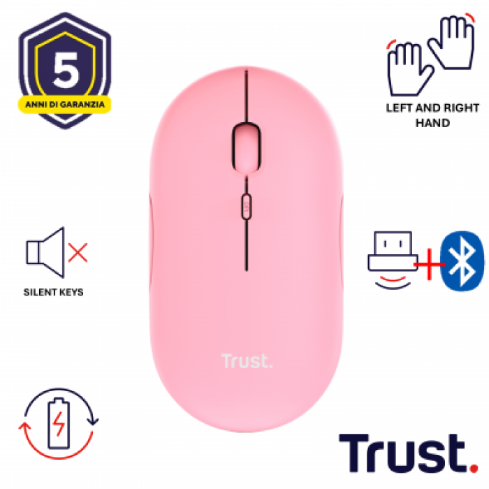 TRUST 24125 PUCK WIRELESS MOUSE PINK