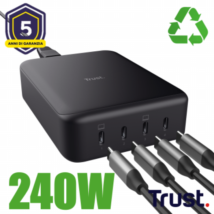 TRUST 25413 MAXO 240W 4-PORT USB-C DESK CHARGER