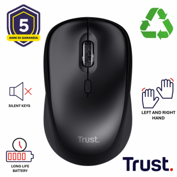TRUST 25512 YVI+ WIRELESS MOUSE GLOSSY BLACK