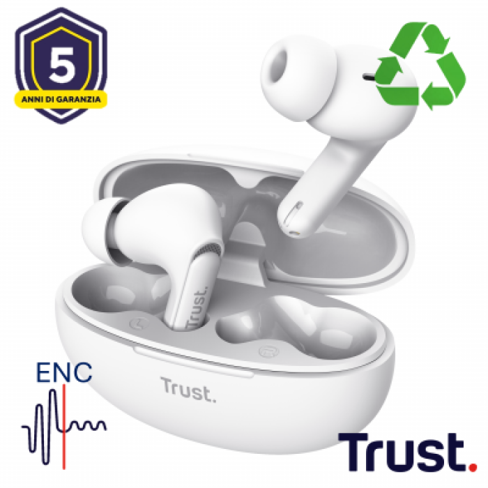 TRUST 25172 YAVI BT ENC EARBUDS WHITE