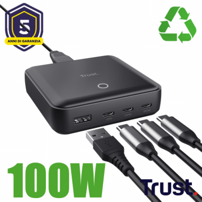 TRUST 25242 MAXO 100W 4-PORT DESKTOP CHARGER