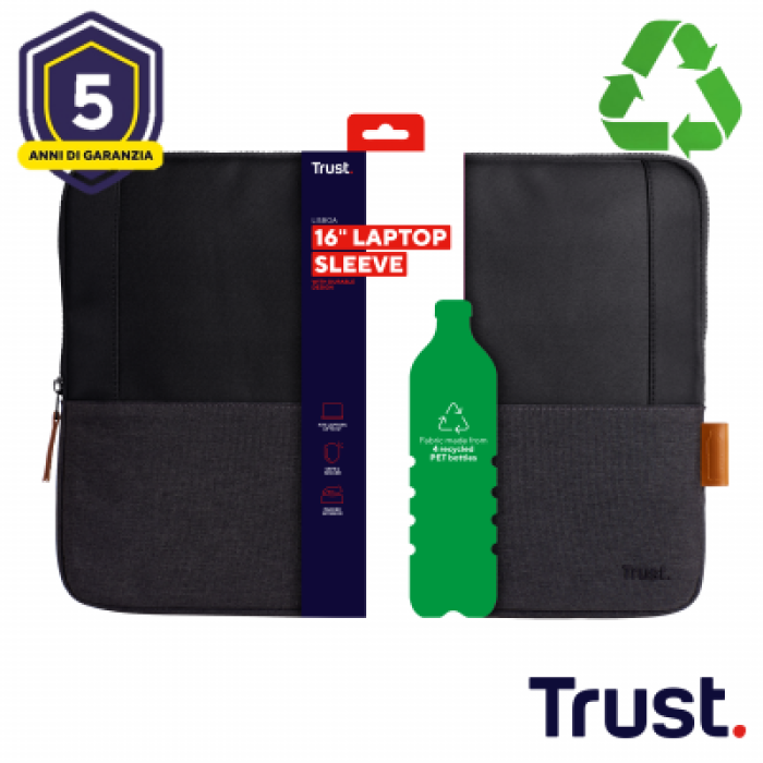 TRUST 25248 LISBOA 16  LAPTOP SLEEVE - BLACK