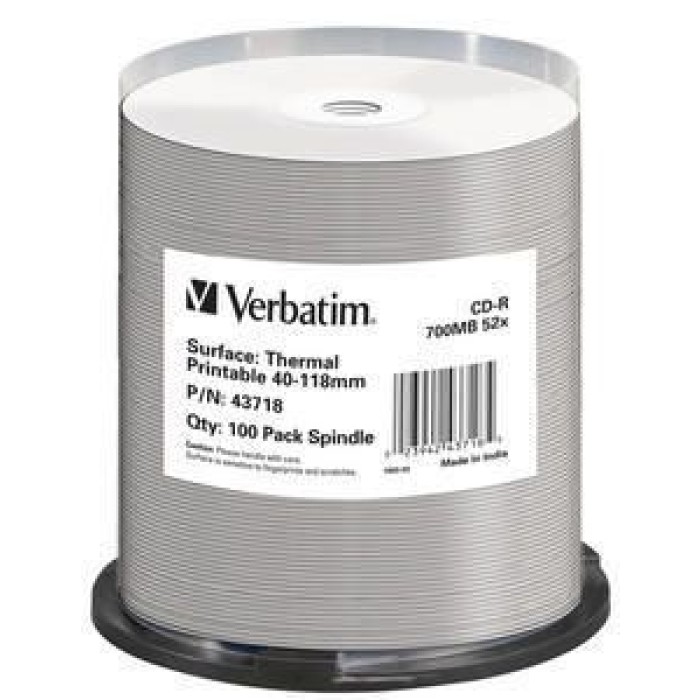 VERBATIM 43718 VERBATIM CD-R THERMAL SURFACE 100PZ