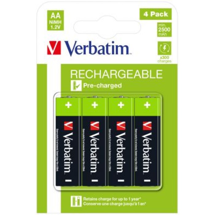 VERBATIM 49517 VERBATIM BATTERIE RICARICABILI AA 4PACK 2500MAH