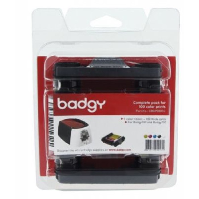 BADGY CBGP0001C KIT DI STAMPA:NASTRO YMCKO 100STAMPE+100 CARTE