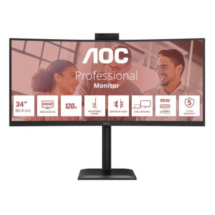 AOC CU34E4CW 34  CURVED 1500R 21:9 3440X1440 120HZ WEBCAM
