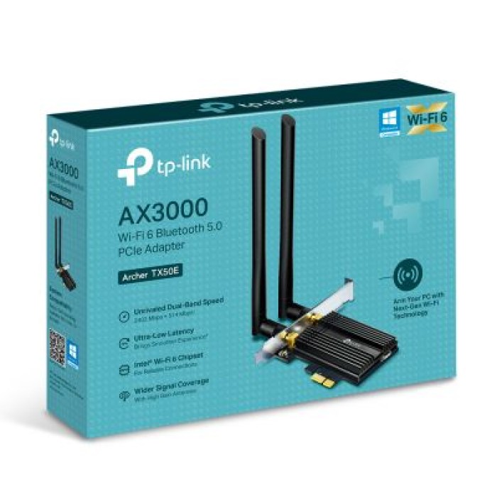 TP-LINK ARCHER TX50E AX3000  WI-FI 6 BLUETOOTH 5.0 PCI EXPRESS ADAPTER
