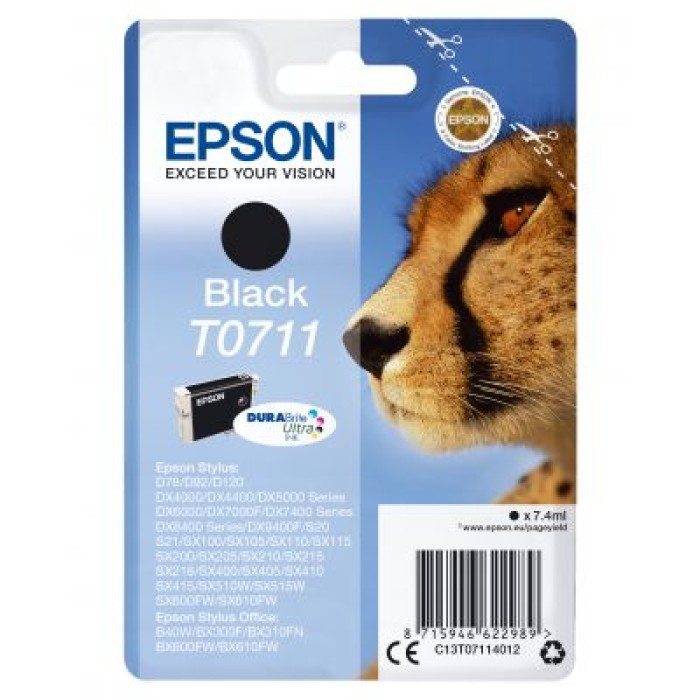 EPSON C13T07114012 CARTUCCIA T0711 - SERIE GHEPARDO NERO - 7.4ML