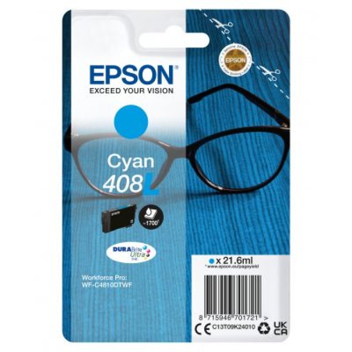 EPSON C13T09K24010 CARTUCCIA 408 - SERIE OCCHIALI CIANO - 21.6 ML