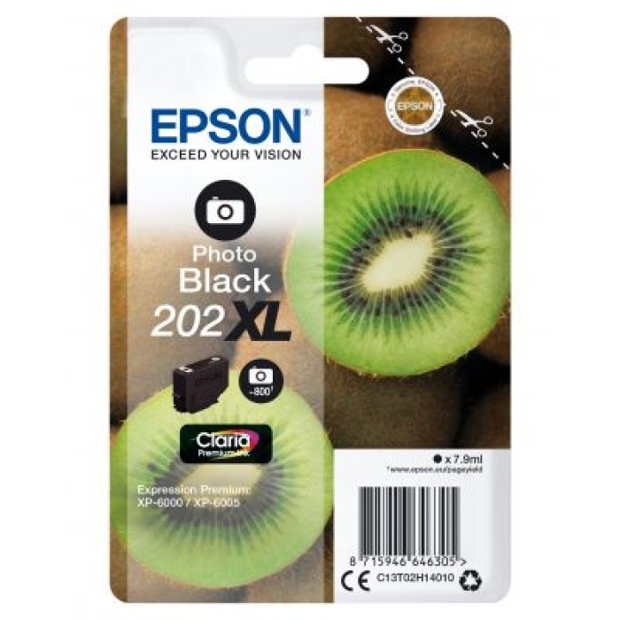 EPSON C13T02H14010 CARTUCCIA 202XL- SERIE KIWI NERO PHOTO- 800P/7.9ML