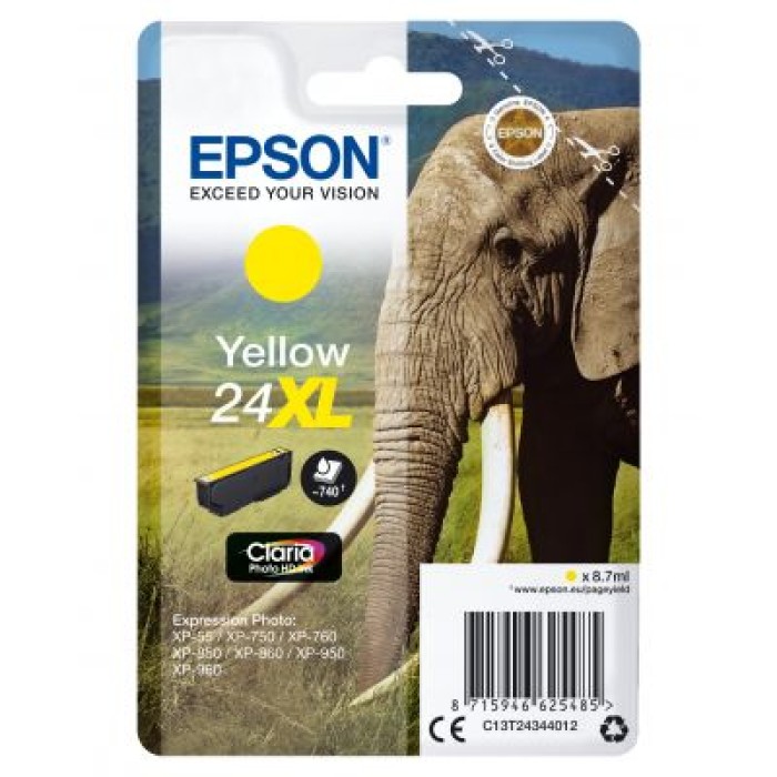 EPSON C13T24344012 CARTUCCIA 24XL SERIE ELEFANTE GIALLO - 740P/8.7ML