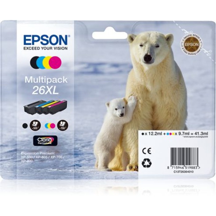 EPSON C13T26364010 CARTUCCIA 26XL SERIE ORSO POLARE MULTIPACK