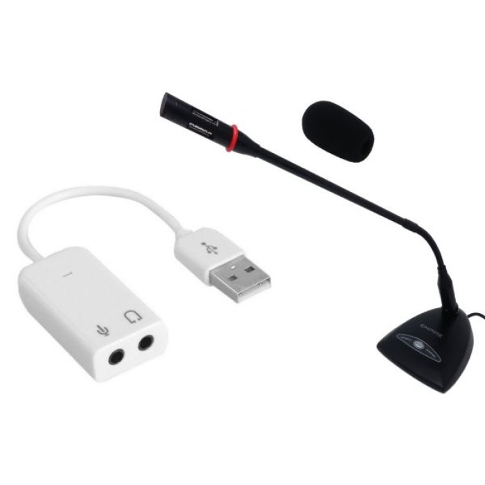 EMPIRE EMSP.DESK-135 Microfono da scrivania + SCHEDA AUDIO USB
