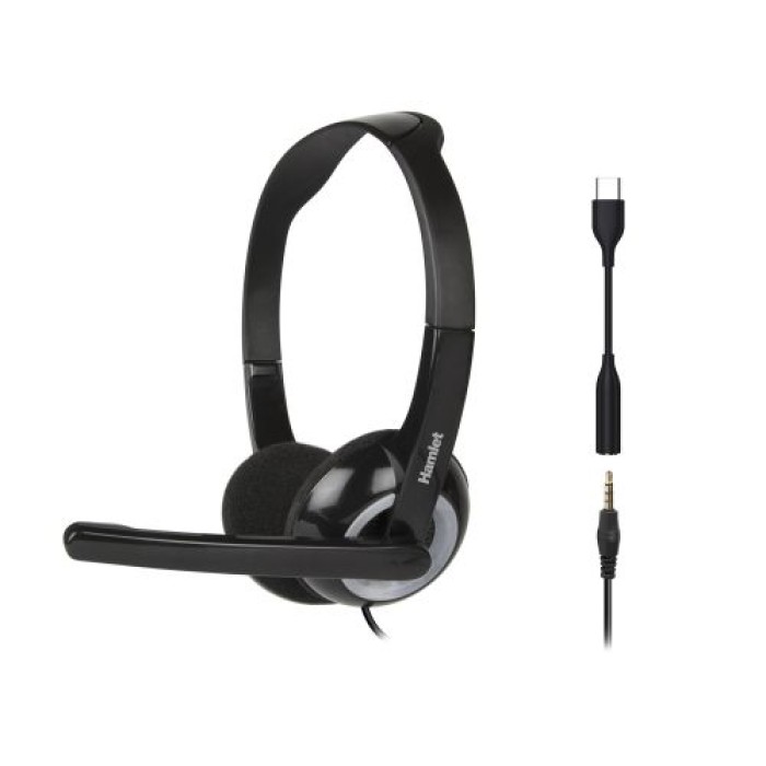 HAMLET HHEADMUS-CJ Cuffia Stereo con Microfono USB-C e Jack Combo