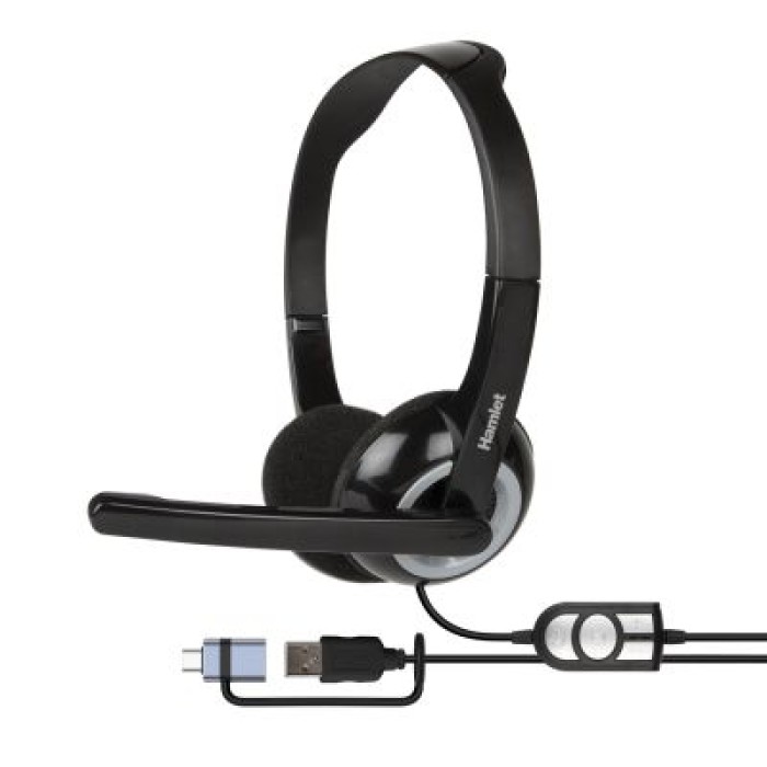 HAMLET HHEADMUS-CX CUFFIA STEREO CON MIC. USB-A + USB-C ADAPTER
