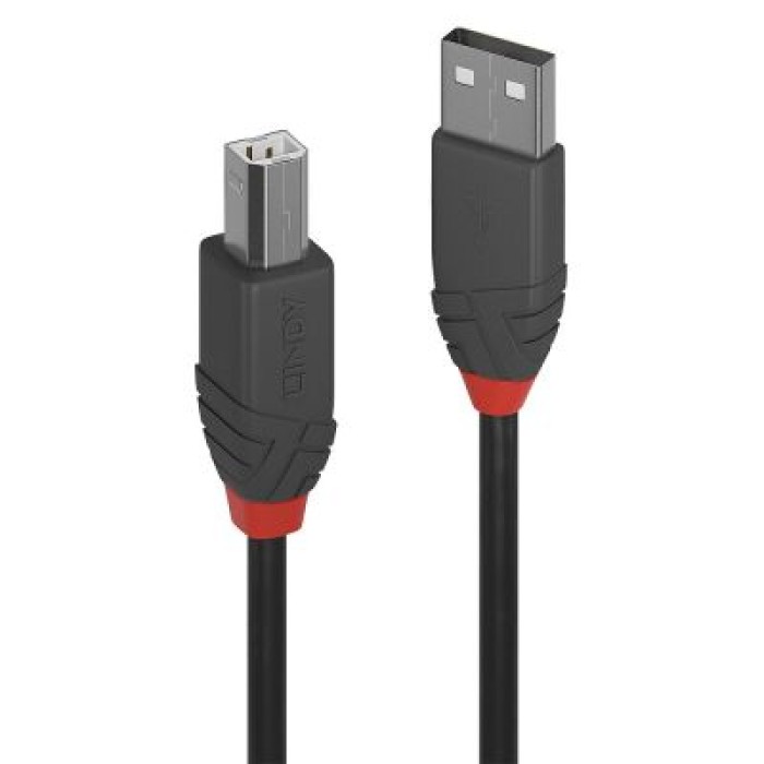 LINDY LINDY36671 CAVO USB 2.0 TIPO A A B ANTHRA LINE. 0.5M