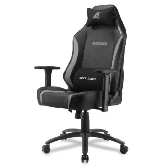 SHARKOON SKILLER SGS20 BLACK/GREY SEDIA IN PELLE SINTETICA. DIMENSIONI COMFORT