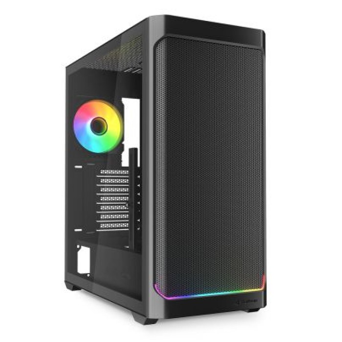 SHARKOON AK4W RGB STRIP BLACK ATX 2X U3. 1X TYPE-C. 4X 120 ARGB