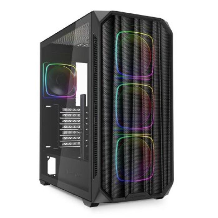 SHARKOON AK5M RGB BLACK ATX 2X U3. 1X TYPE-C. 4X 120 ARGB