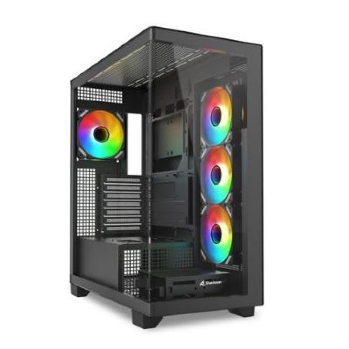 SHARKOON ELITE SHARK CA500 BLACK CASE ATX Curve Glass Panel.2x U3. 1x Type-C.TRRS