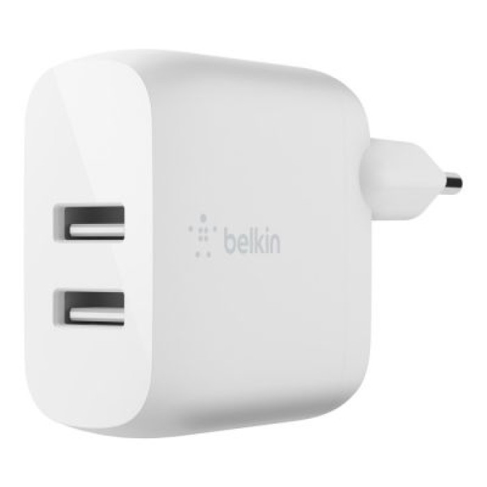 BELKIN WCB002VFWH BOOST CHARGET 24W 12W X2 USB-A. DUAL WALL CHARGER