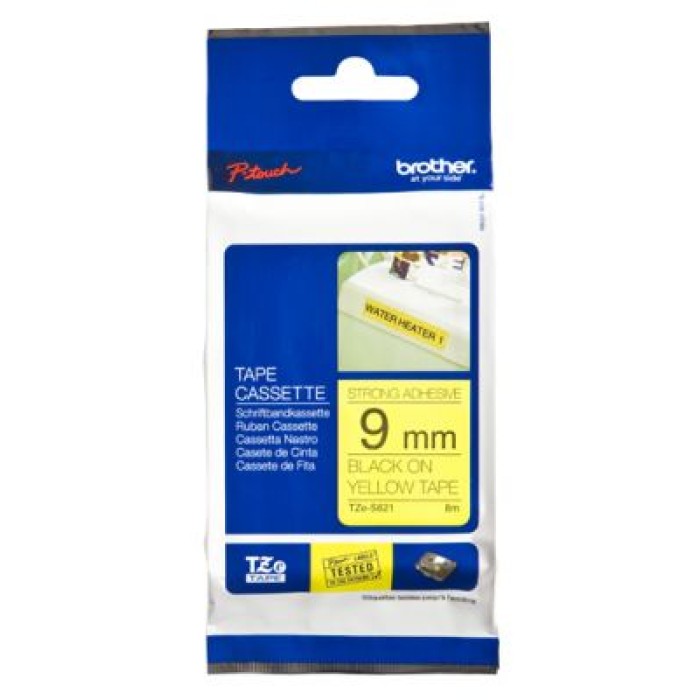 BROTHER TZES621 LAMINATO CON ADESIVO RESISTENTE DA 9 MM  8 M  NER