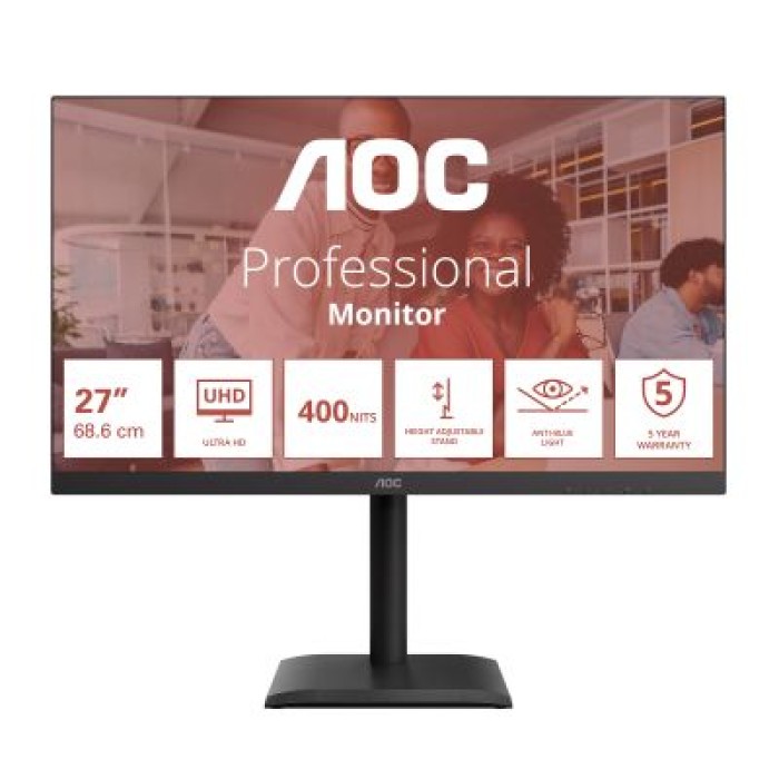 AOC U27E4CV 27  3840X2160 60HZ HDMIX2 DP USB HUB