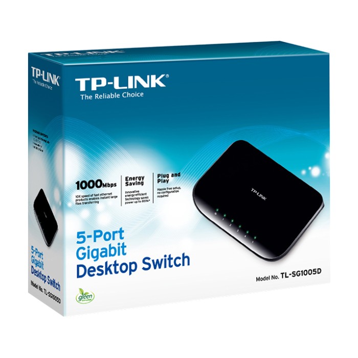 SWITCH 5P LAN Gigbit TP-LINK TL-SG1005D/(V6.0) Desktop -Garanzia 3 anni- Fino:28/09