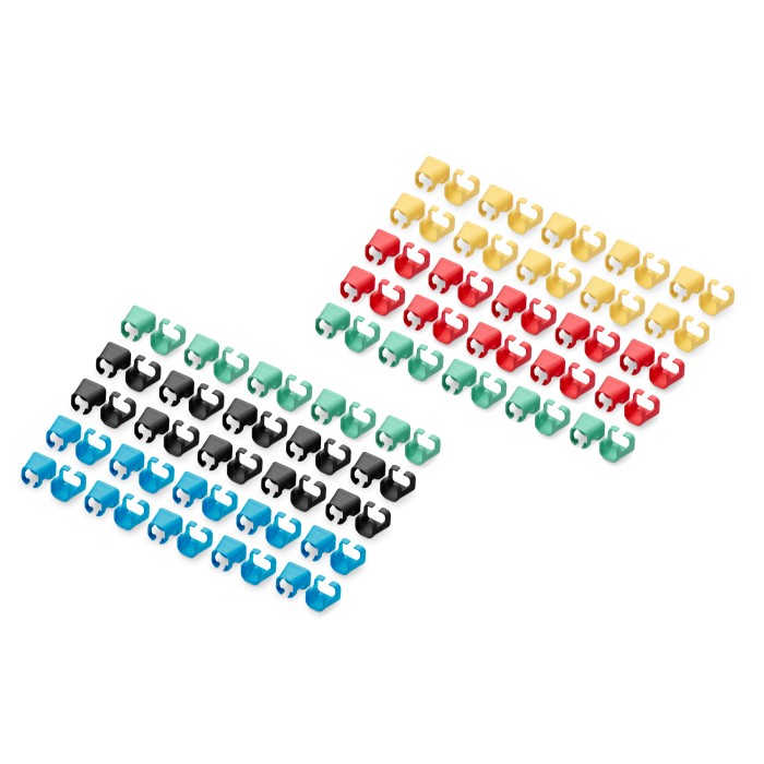 DIGITUS Confezione 100 pezzi clip colorate per cavi di rete - colori misti blu verde nero giallo rosso