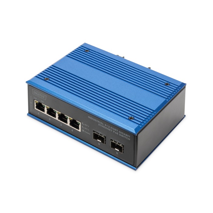 Switch Gigabit Ethernet PoE a 4+2 porte industriale