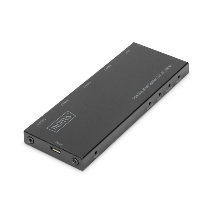 SPLITTER HDMI ULTRA SLIM, 1X4, 4K/60HZ HDR, HDCP 2.2, 18 GBPS, MICRO USB POWER