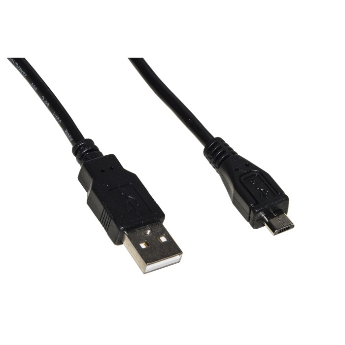 CAVO USB 2.0 - MICRO USB B IN RAME PER RICARICA E SCAMBIO DATI SMARTPHONE E TABLET MT 0,5 COLORE NERO