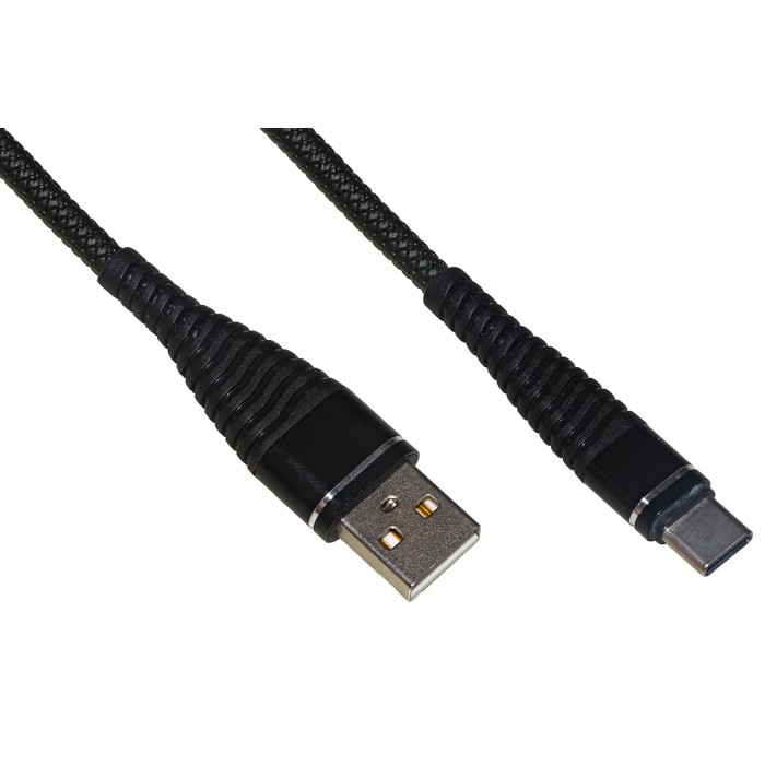 CAVO USB-C MT 1,2 CAVO A SPIRALE COLORE NERO CON PROTEZIONE FLESSIBILE SUL CONNETTORE