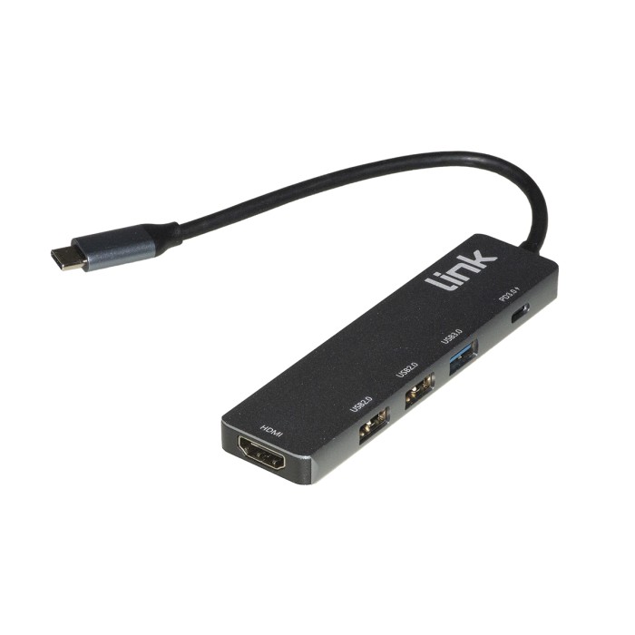 DOCKING STATION USB-C CON PORTA HDMI 4K30HZ, 3 PORTE USB, PORTA RICARICA USB-C 100 WATT (5 VOLT - 20A)