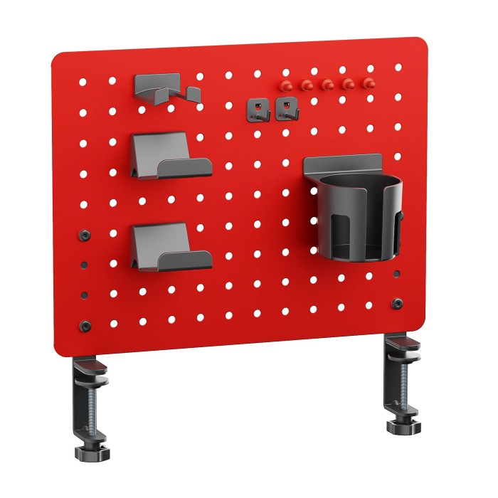 Pannello modulare bucato in metallo per tavolo o per muro rosso 420x99x477mm