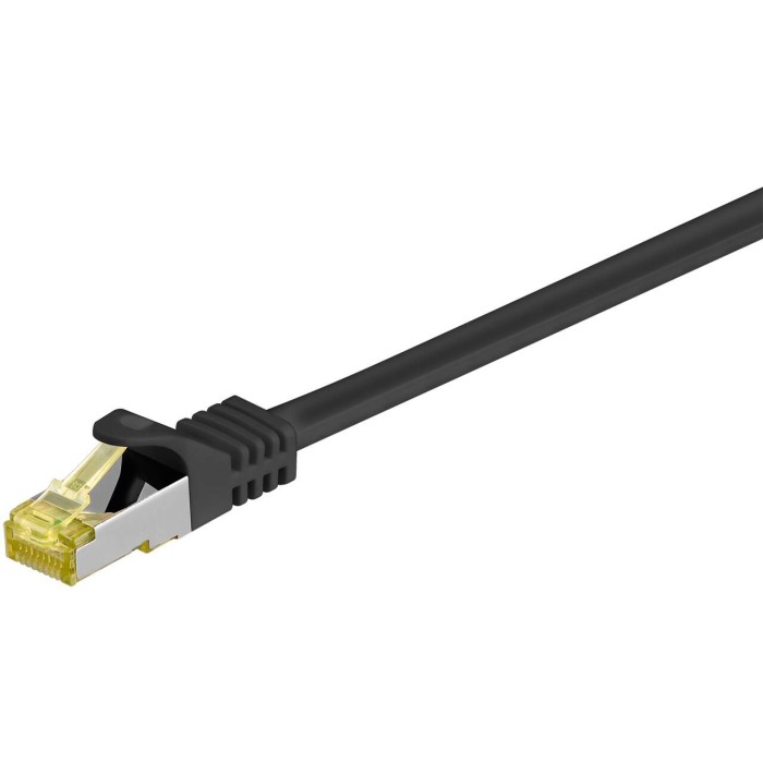 RJ45 patch cord Cat 6A S/FTP with Cat7 raw cable AWG 26/7 LSZH 0.25mt black