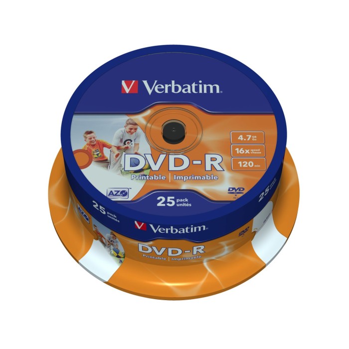 VERBATIM 43538 DVD-R AZO 4.7GB 16X WIDE PRINTABLE SURFACE(25PACK)