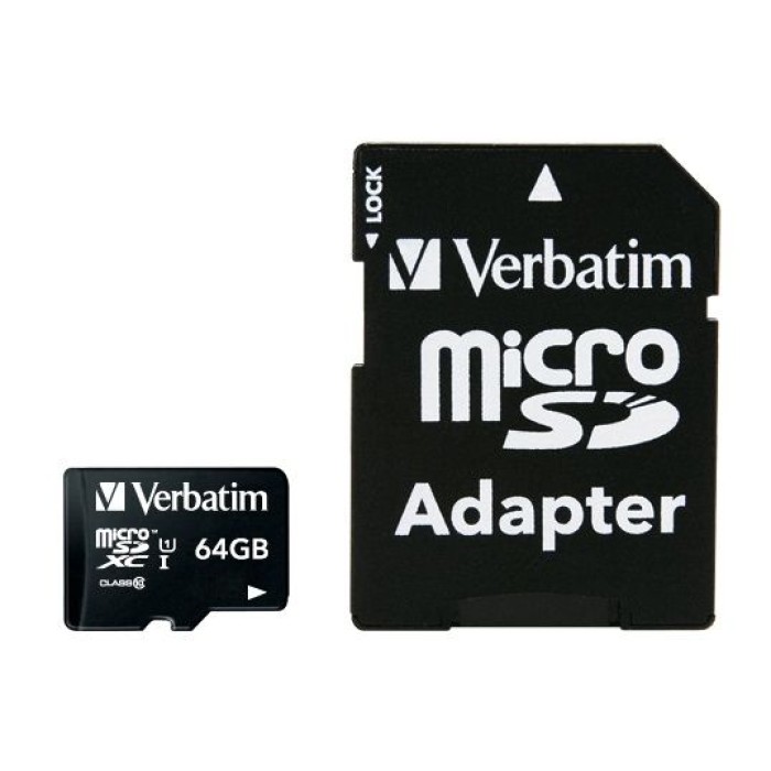 VERBATIM 44084 VERBATIM MICROSD 64GB C10/U1 WITH ADAPTER