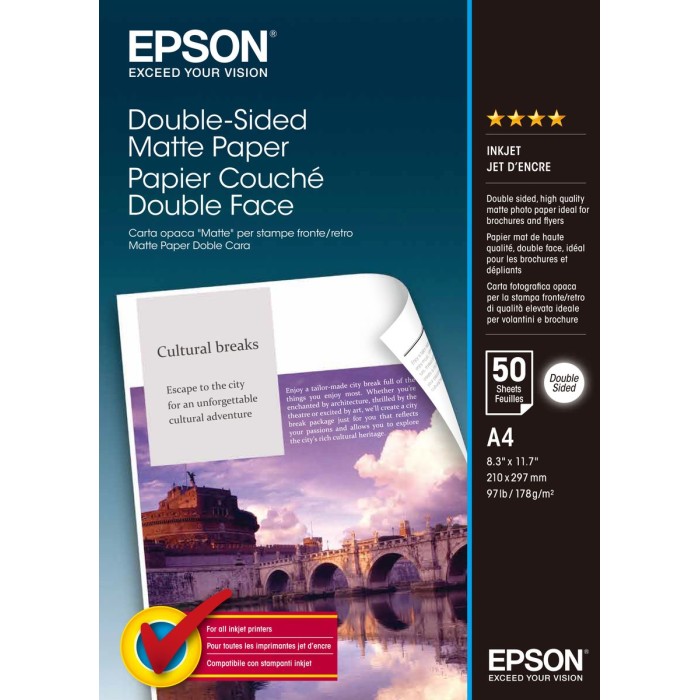 EPSON C13S041569 DOUBLE SIDED MATTE PAPER - A4 - 50 SHEETS